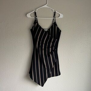 Black & Beige Striped Romper